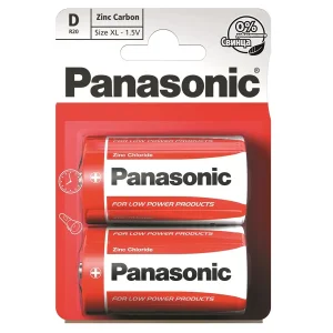 Батарейка Panasonic RED ZINK R20 BLI 2 ZINK-CARBON